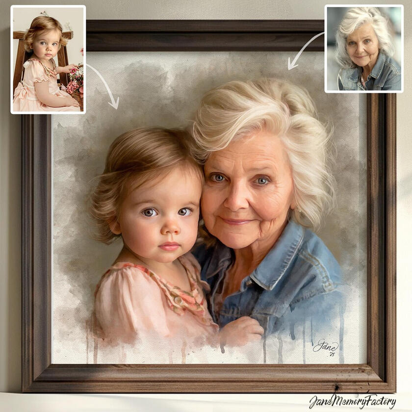 grandma with child portrait combined images